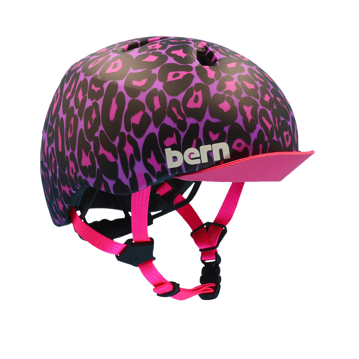 Bern Nina Dvrt Kids Helmet - Matte Purple Leopard