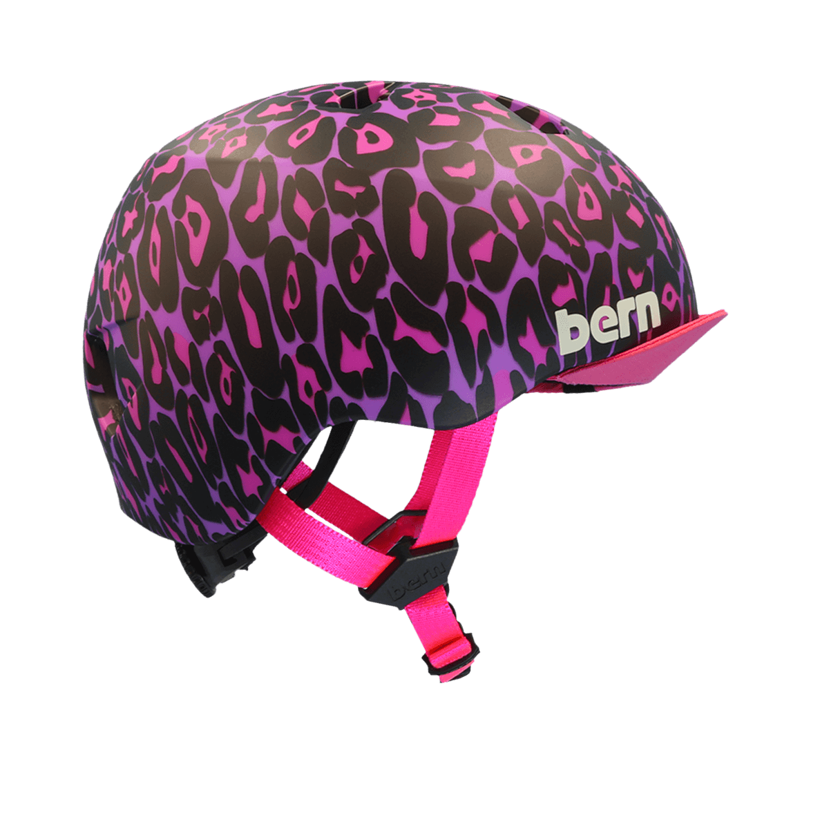 Bern Nina Dvrt Kids Helmet - Matte Purple Leopard