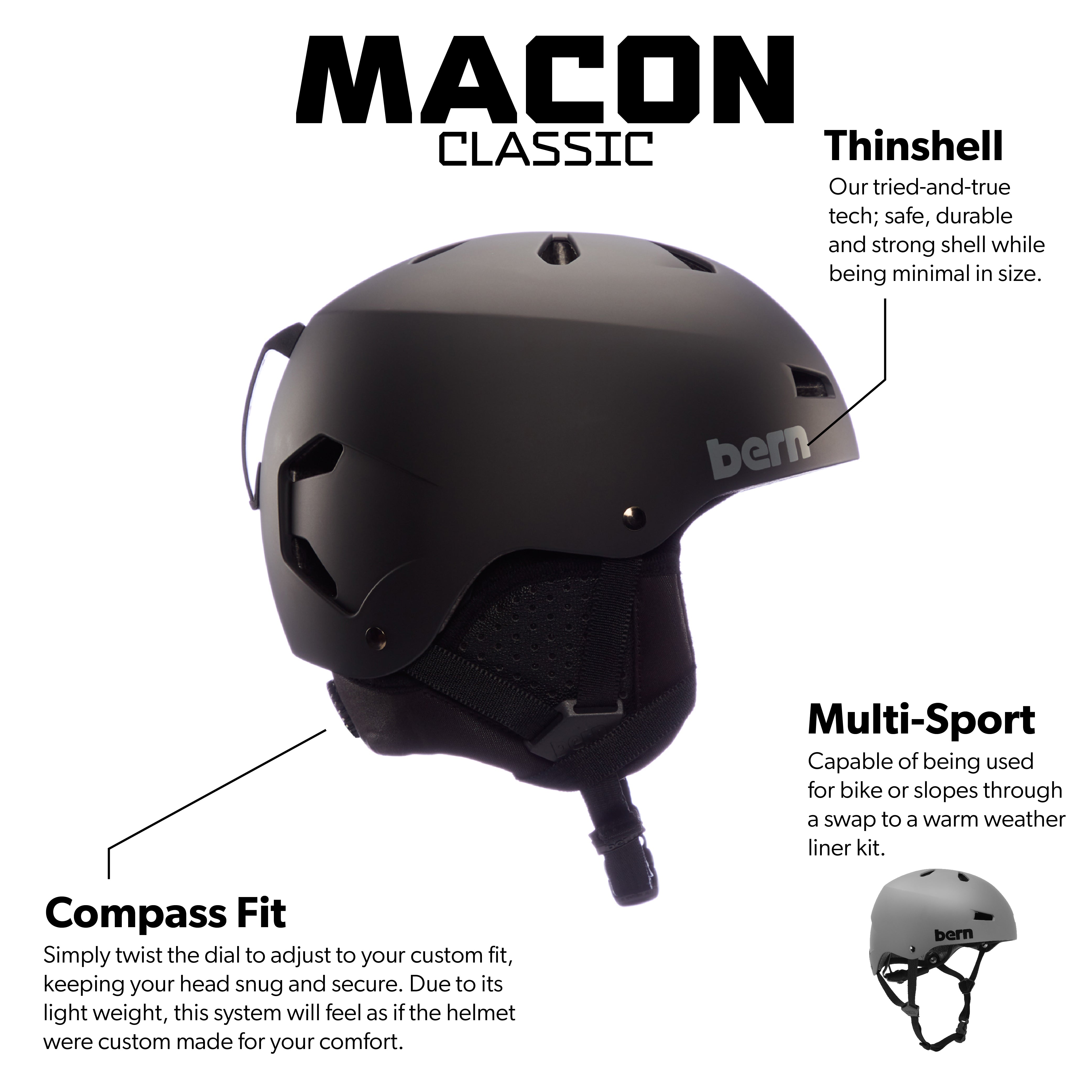 Bern Macon Classic Winter Helmet - Matte Black