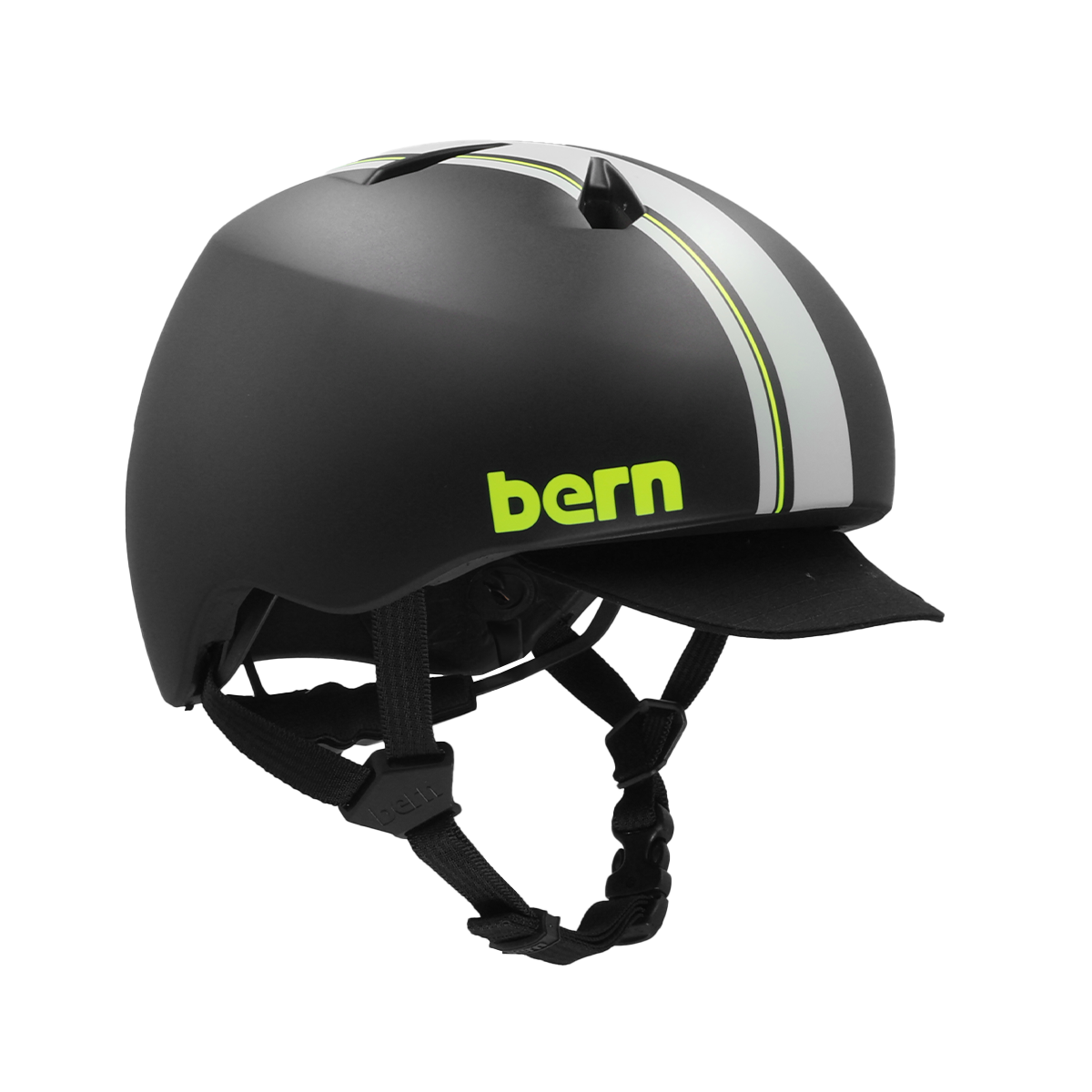 Casco giovanile Bern Nino Dvrt - striscia di corse nere opache