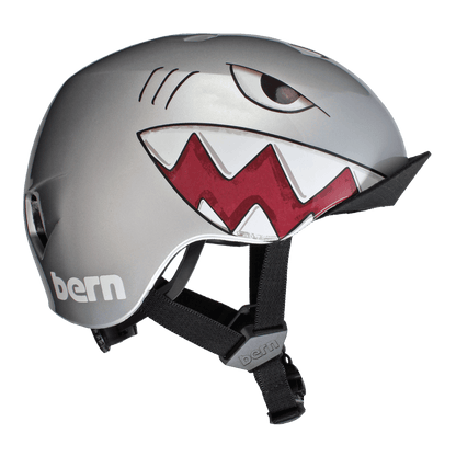 Bern Nino DVRT Youth Helmet - Metallic Silver Shark Bite