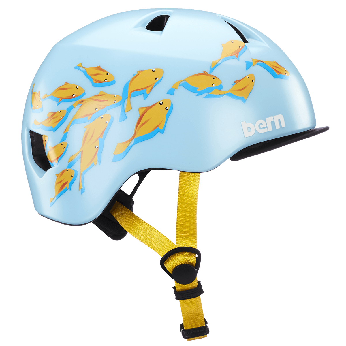 Casque Bern Tigre Youth - Poisson rouge bleu satiné