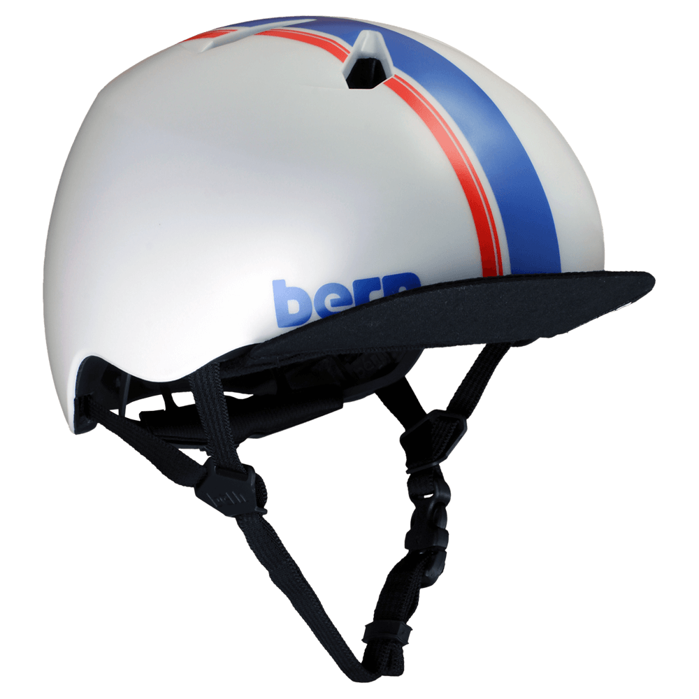 Casque Bern Nino DVRT pour jeunes - Rayure de course blanc satiné