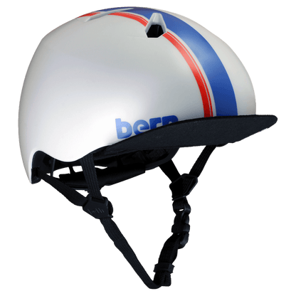 Casque Bern Nino DVRT pour jeunes - Rayure de course blanc satiné