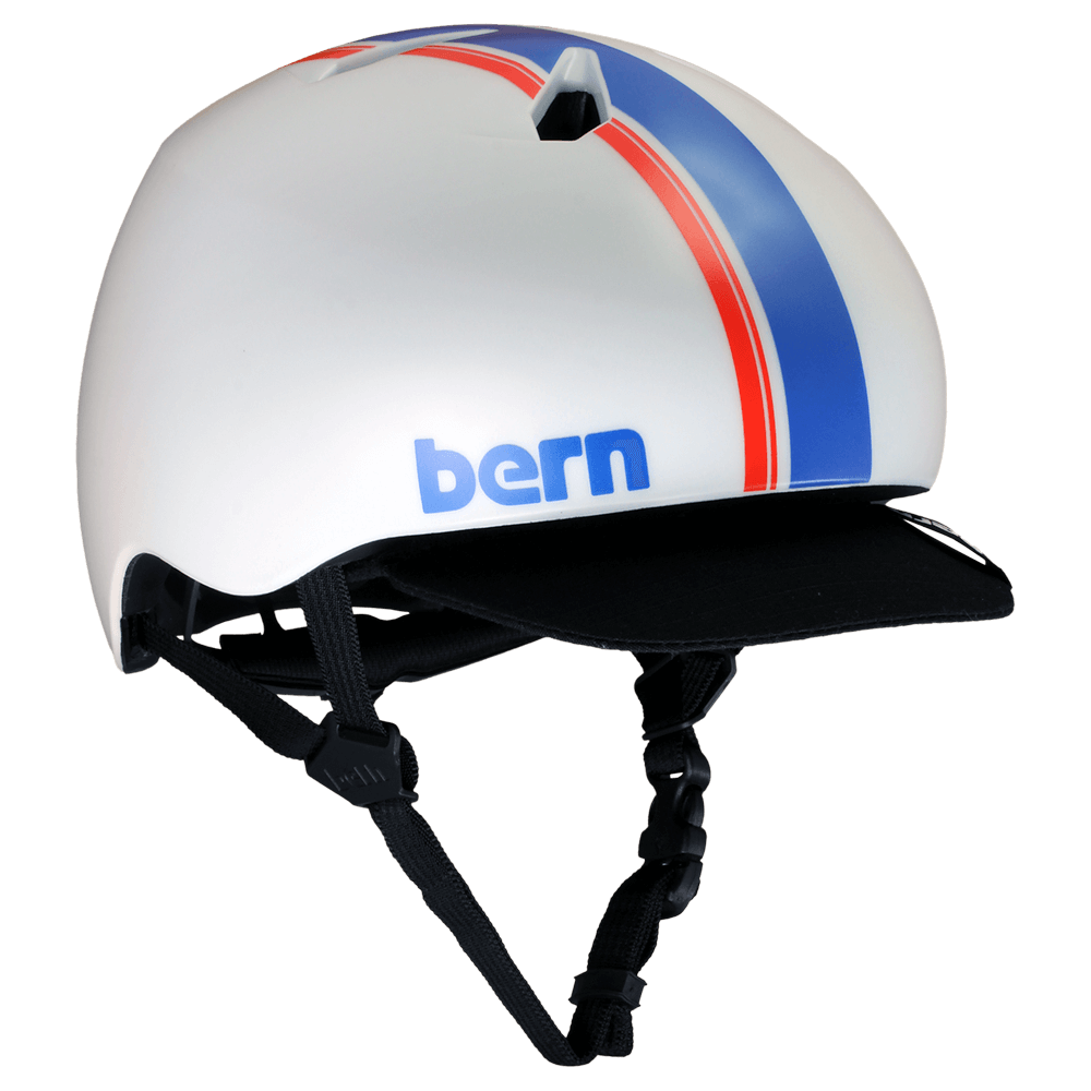 Casque Bern Nino DVRT pour jeunes - Rayure de course blanc satiné