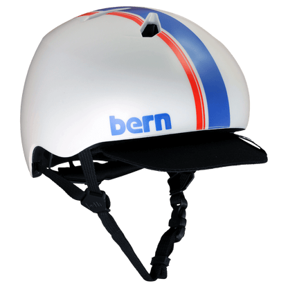 Casque Bern Nino DVRT pour jeunes - Rayure de course blanc satiné