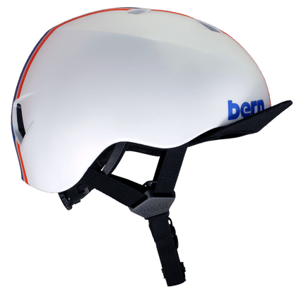 Bern Nino DVRT ungdomshjelm - Satin White Racing Stripe