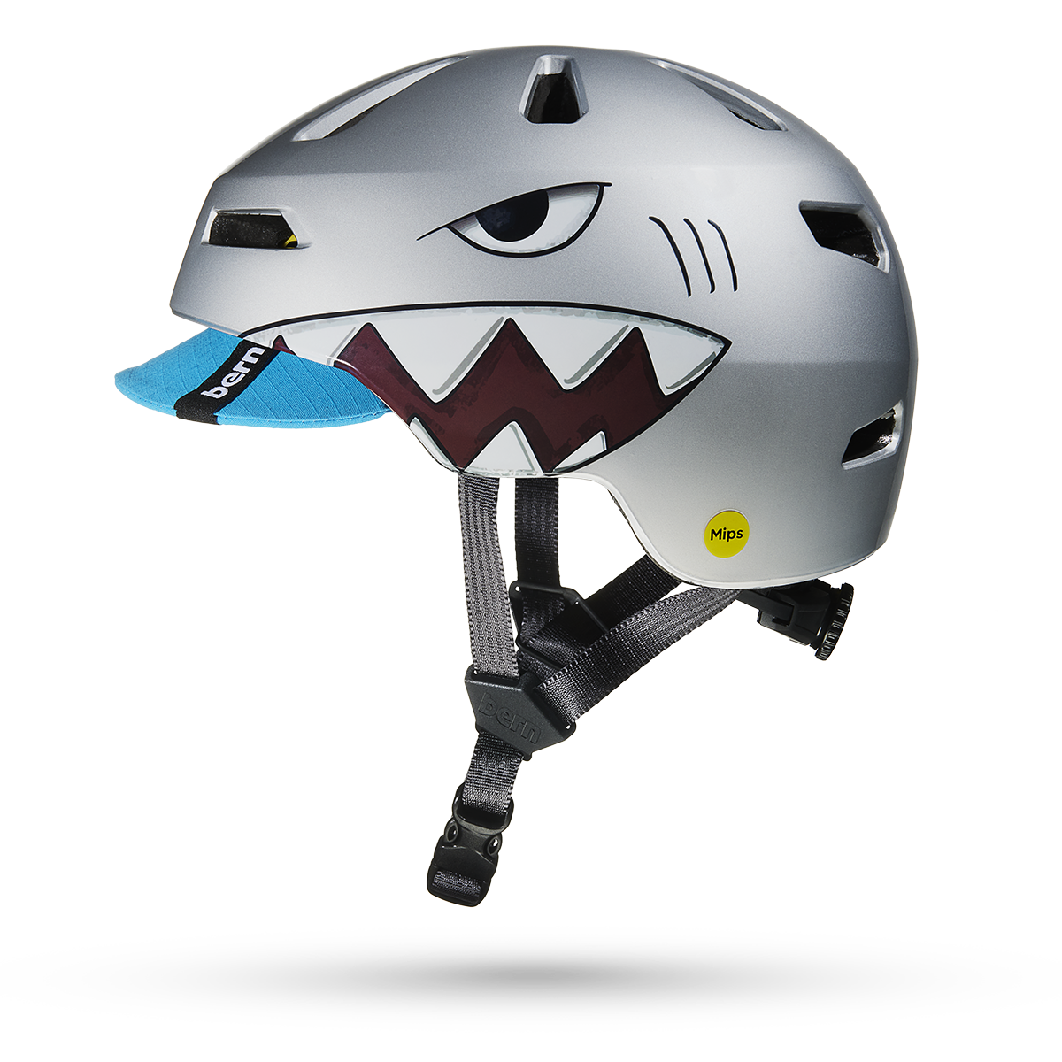 Bern Brentwood Jr. MIPS Helmet - Metallic Silver Shark Bite
