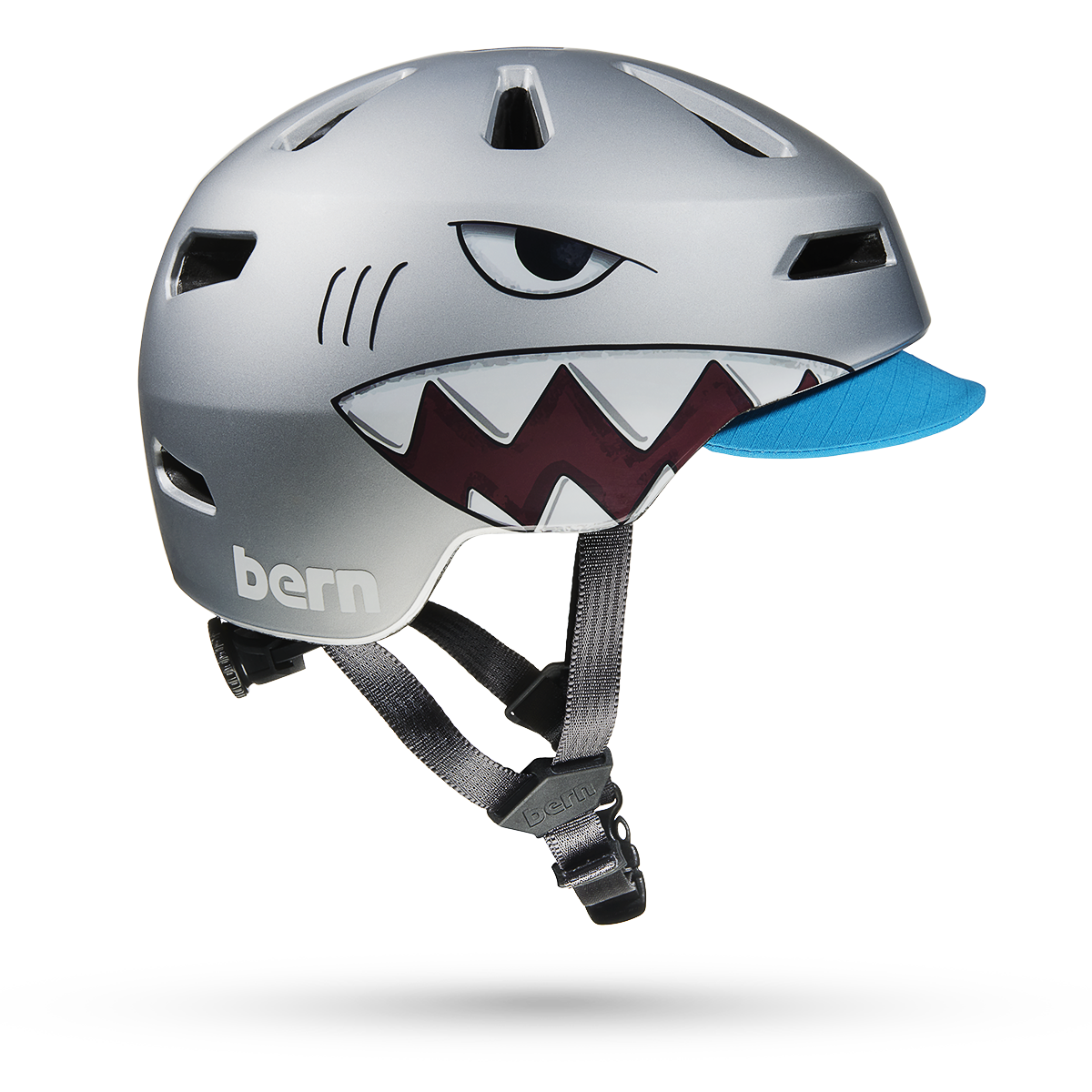 Bern Brentwood Jr. MIPS Helmet - Metallic Silver Shark Bite