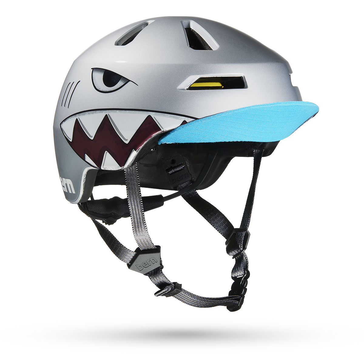 Bern Brentwood Jr. MIPS Helmet - Metallic Silver Shark Bite